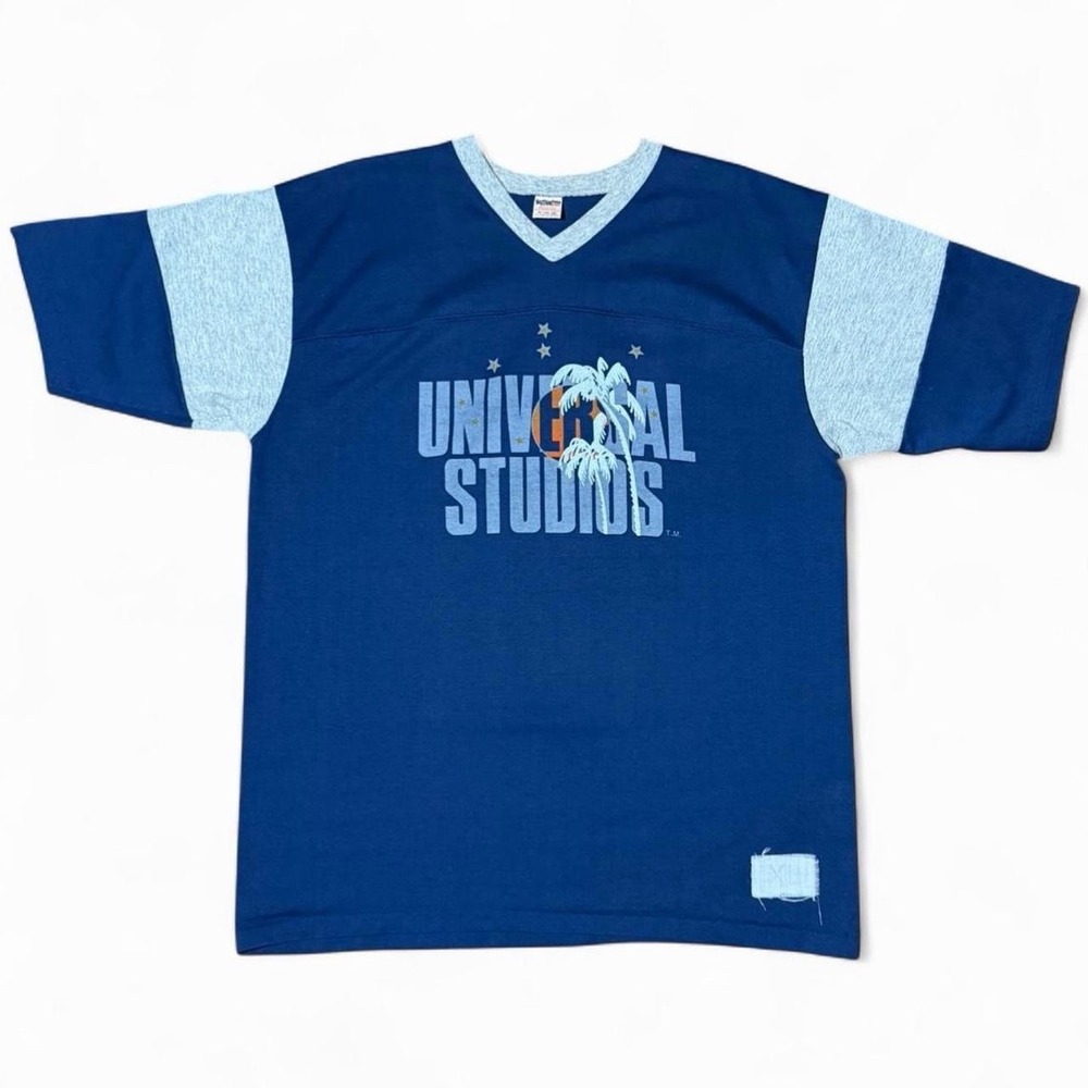 Vintage 80s Universal Studios Raglan V Neck Graphic Souvenir Ringer T-shirt XL